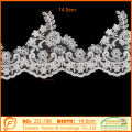 hot sale white color organza lace with bead for weeding dress